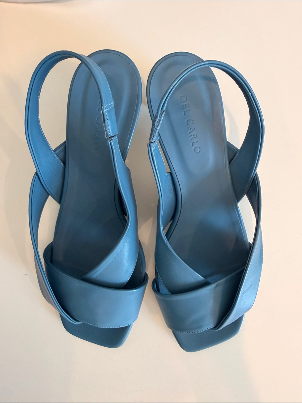 Del Carlo Chic Teal Leather Slingback Heels